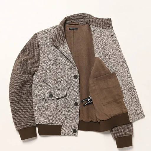 Brown Mixed Wool Linen Button Up Jacket