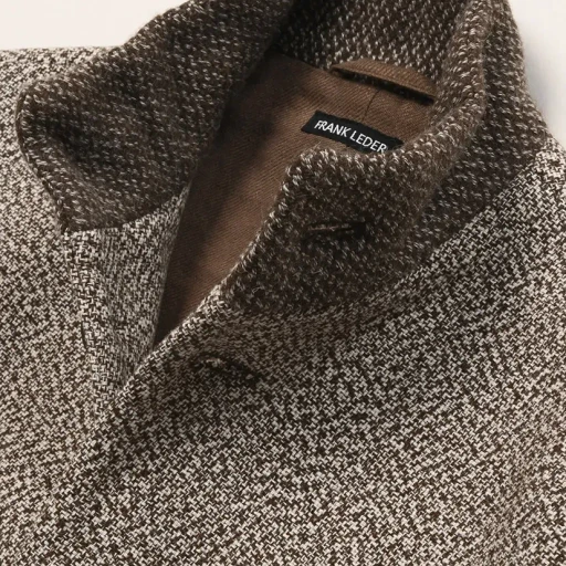 Brown Mixed Wool Linen Button Up Jacket