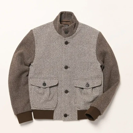 Brown Mixed Wool Linen Button Up Jacket