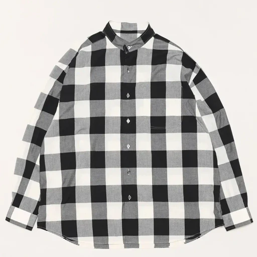 Block Check Stand Collar Shirt