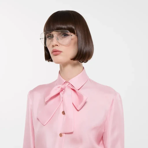 Silk Twill Shirt With Bow