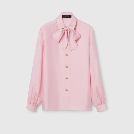 Silk Twill Shirt With Bow