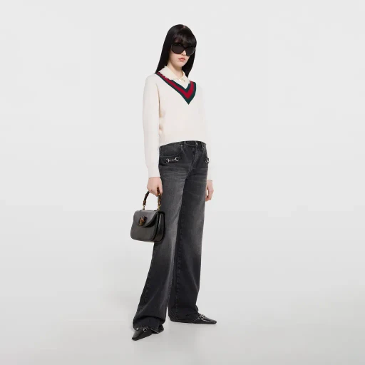 Fine Knit Wool Sweater With Web