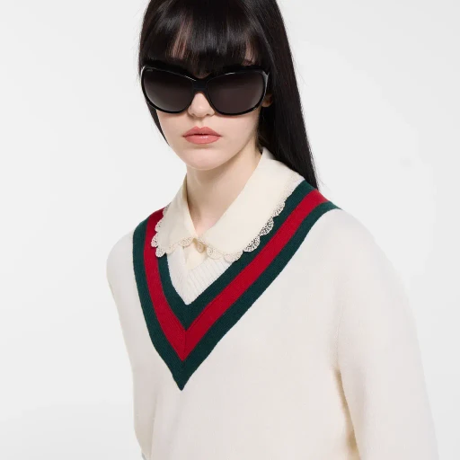 Fine Knit Wool Sweater With Web
