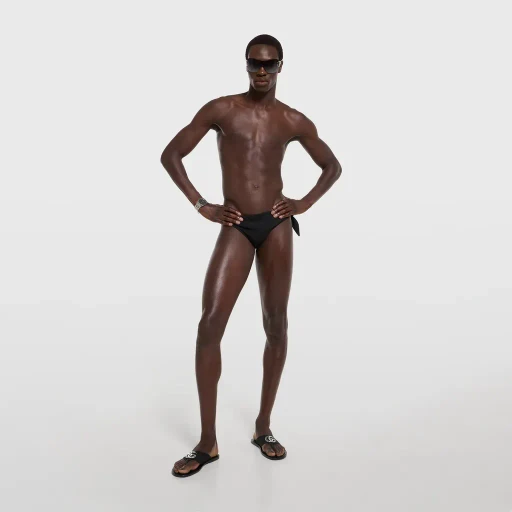 Stretch Jersey Swim Briefs With Knot