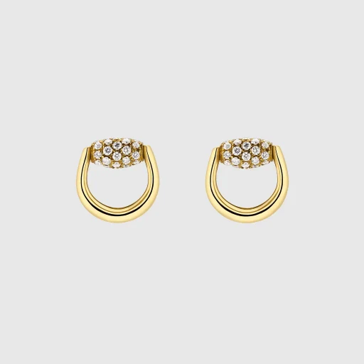 Gucci Horsebit Diamond 18K Stud Earrings