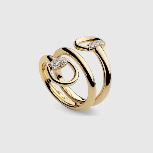 Gucci Horsebit Diamond 18K Contrarié Ring