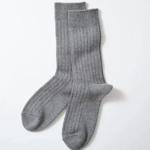 Cotton Wool Ribbed Crew Socks