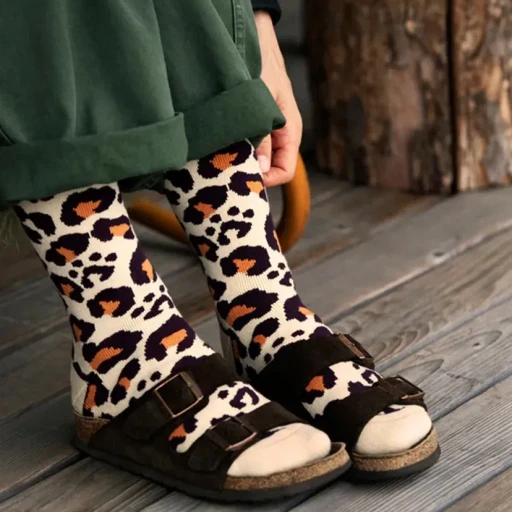 Pile Leopard Crew Socks