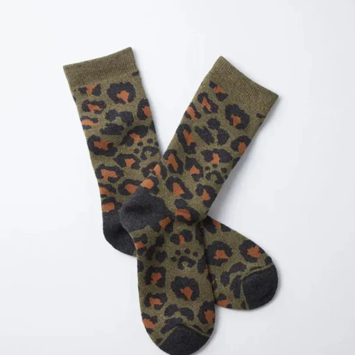 Pile Leopard Crew Socks