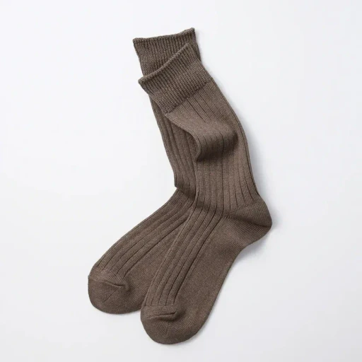 Linen Cotton Ribbed Crew Socks