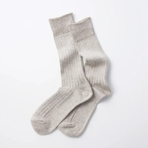 Linen Cotton Ribbed Crew Socks