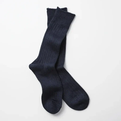Linen Cotton Ribbed Crew Socks