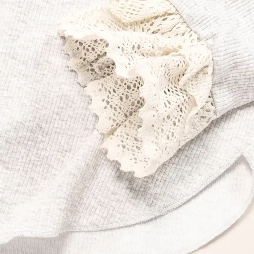 Ribbed Lace Cuff Pullover Tee