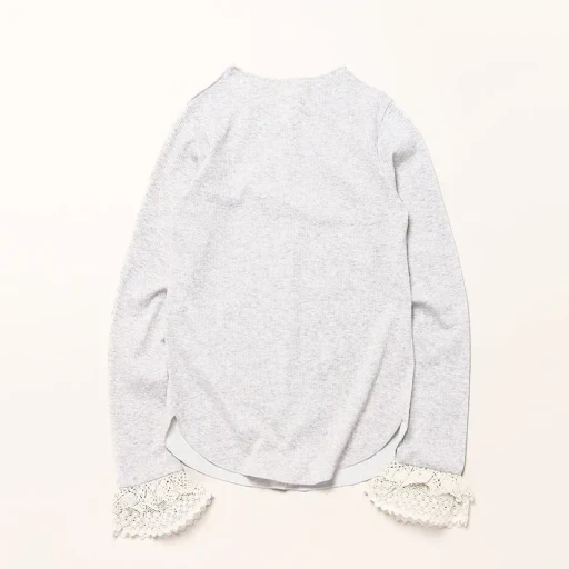 Ribbed Lace Cuff Pullover Tee