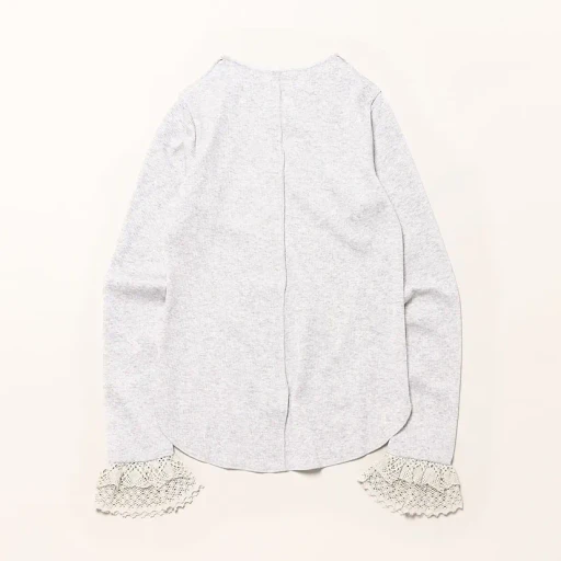 Ribbed Lace Cuff Pullover Tee