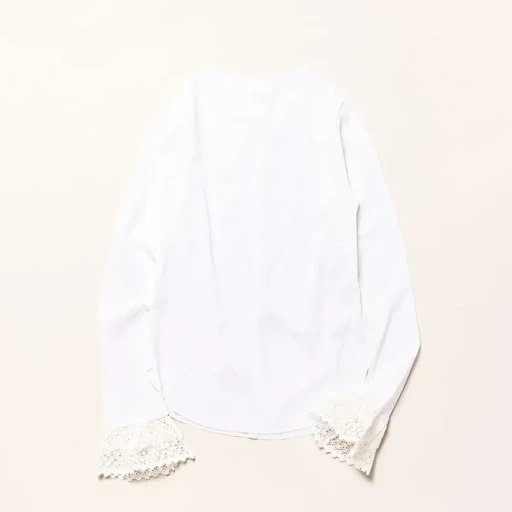 Ribbed Lace Cuff Pullover Tee