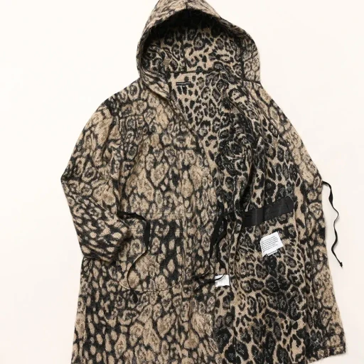 Knit Robe - Wool Poly Leopard Jacquard