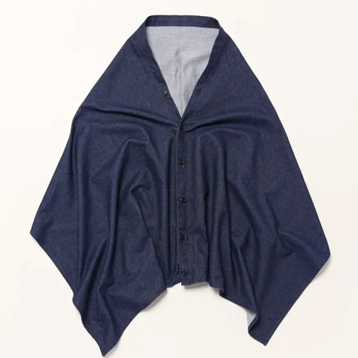 Button Shawl - Cotton Denim Flannel