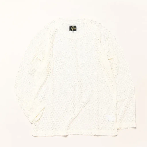 L/S U-Neck Tee - Pe/W Raschel Lace