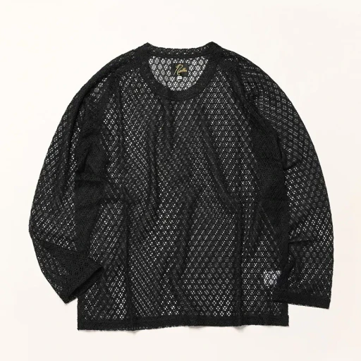 L/S U-Neck Tee - Pe/W Raschel Lace