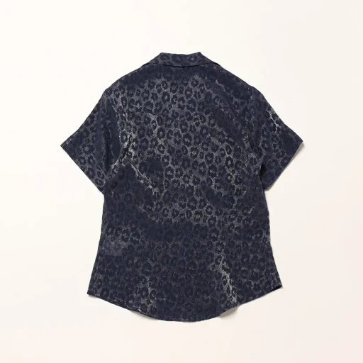 S/S Western Blouse - Rayon Leopard Jacquard