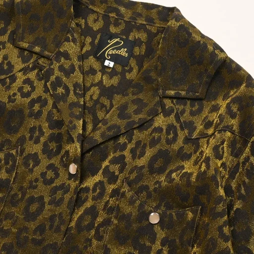 S/S Western Blouse - Rayon Leopard Jacquard