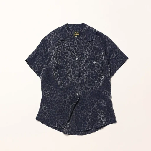 S/S Western Blouse - Rayon Leopard Jacquard