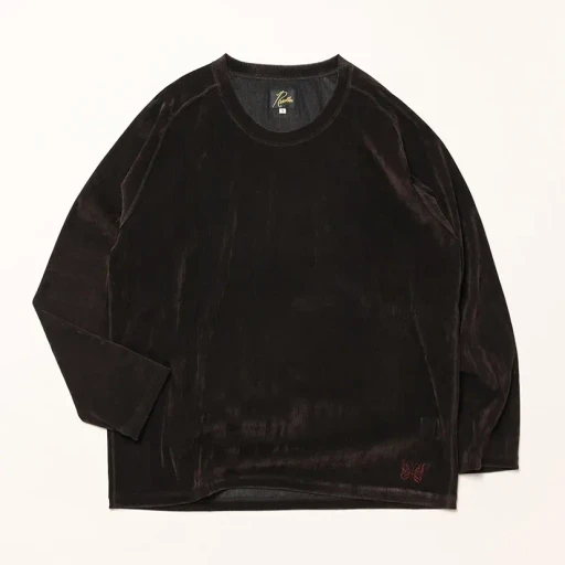 L/S U-Neck Tee - Flocked Stripe Lace