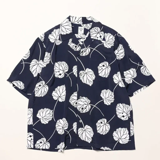 S/S Open Collar Shirt - Leaf