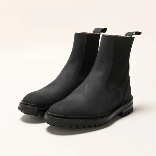 Black Waxy Commander Elastic Sided Boots
