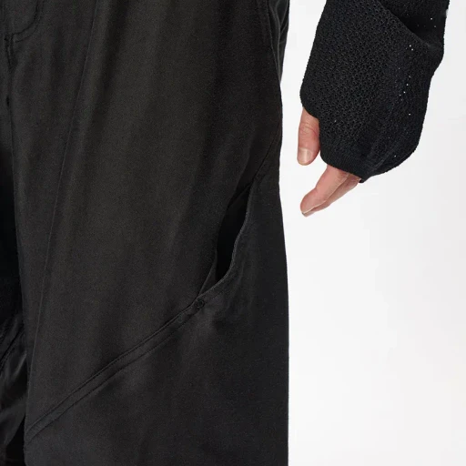 Cotton Silk Blend Helicoid Wide Pants