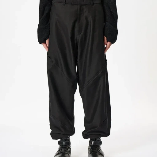 Cotton Silk Blend Helicoid Wide Pants