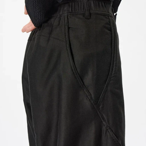 Cotton Silk Blend Helicoid Wide Pants