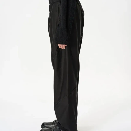 Cotton Silk Blend Helicoid Wide Pants