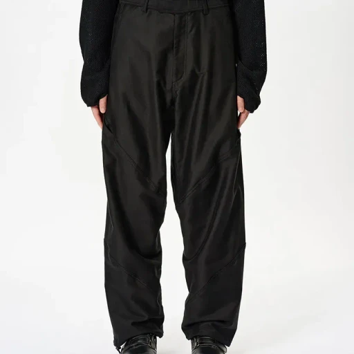 Cotton Silk Blend Helicoid Wide Pants