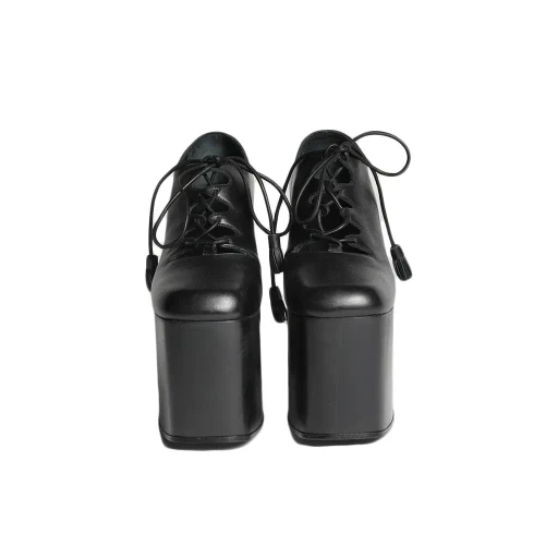 Hollow Cross Lace Up Platforms