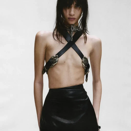 Leather Side Buckle Mini Skirt