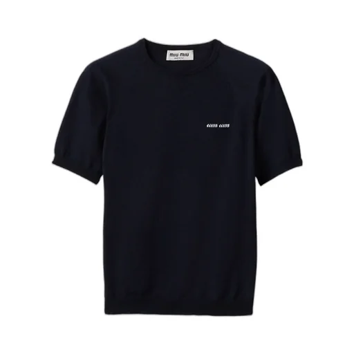 Miu Miu Logo-Intarsia Crewneck Knitted Top