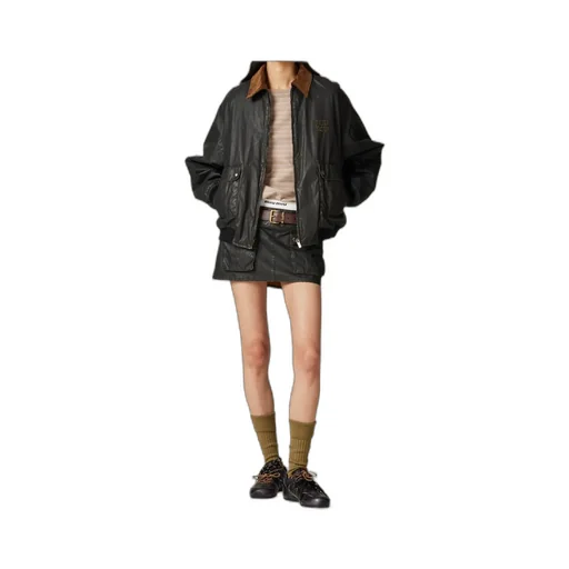 Miu Miu Zip-Up Poplin Bomber Jacket