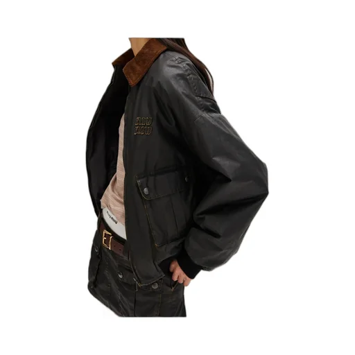 Miu Miu Zip-Up Poplin Bomber Jacket