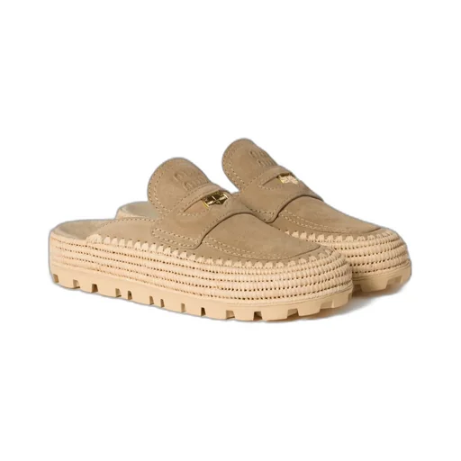 Miu Miu Logo-Embossed Slip-On Mules