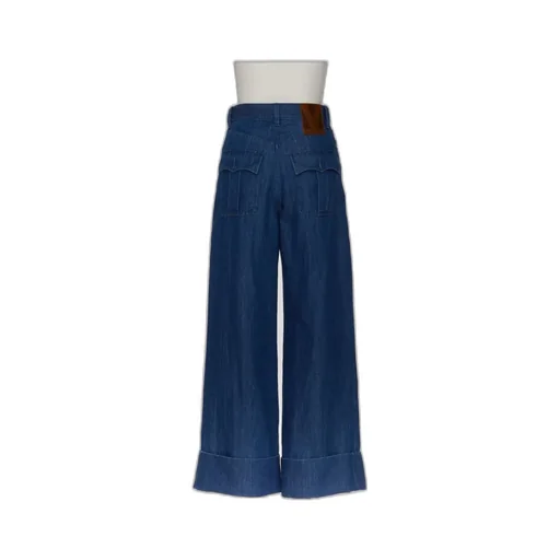 Valentino Lightweight Logo Patch Wide Leg Jeans