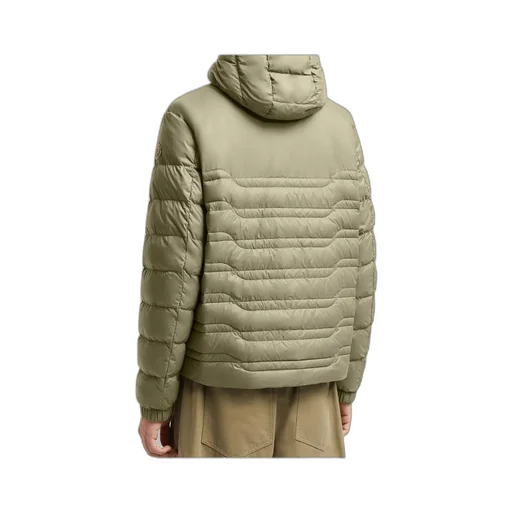 Aleso Hooded Geometric-Quilted Short Down Jacket