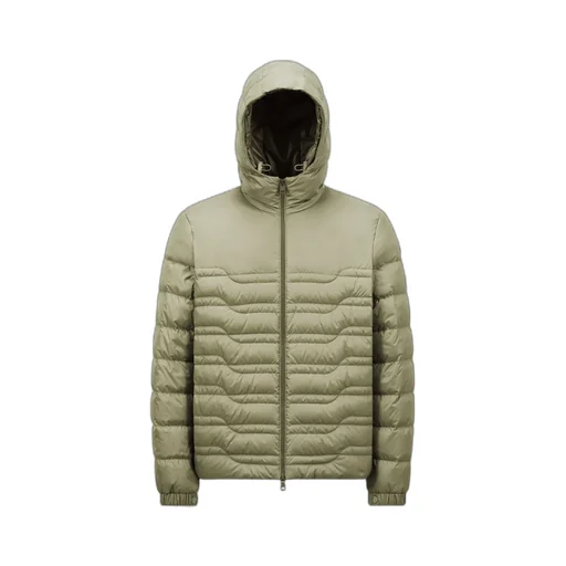 Aleso Hooded Geometric-Quilted Short Down Jacket