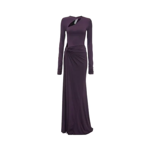 Knot-Detail Long-Sleeve Gown