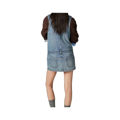 Denim And Poplin Zipper Dress