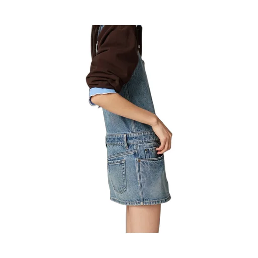 Denim And Poplin Zipper Dress