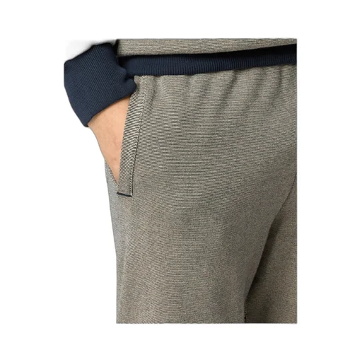 Loose Fit Straight Leg Knit Trousers With Two-Tone Stitching
