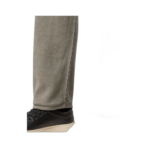 Loose Fit Straight Leg Knit Trousers With Two-Tone Stitching